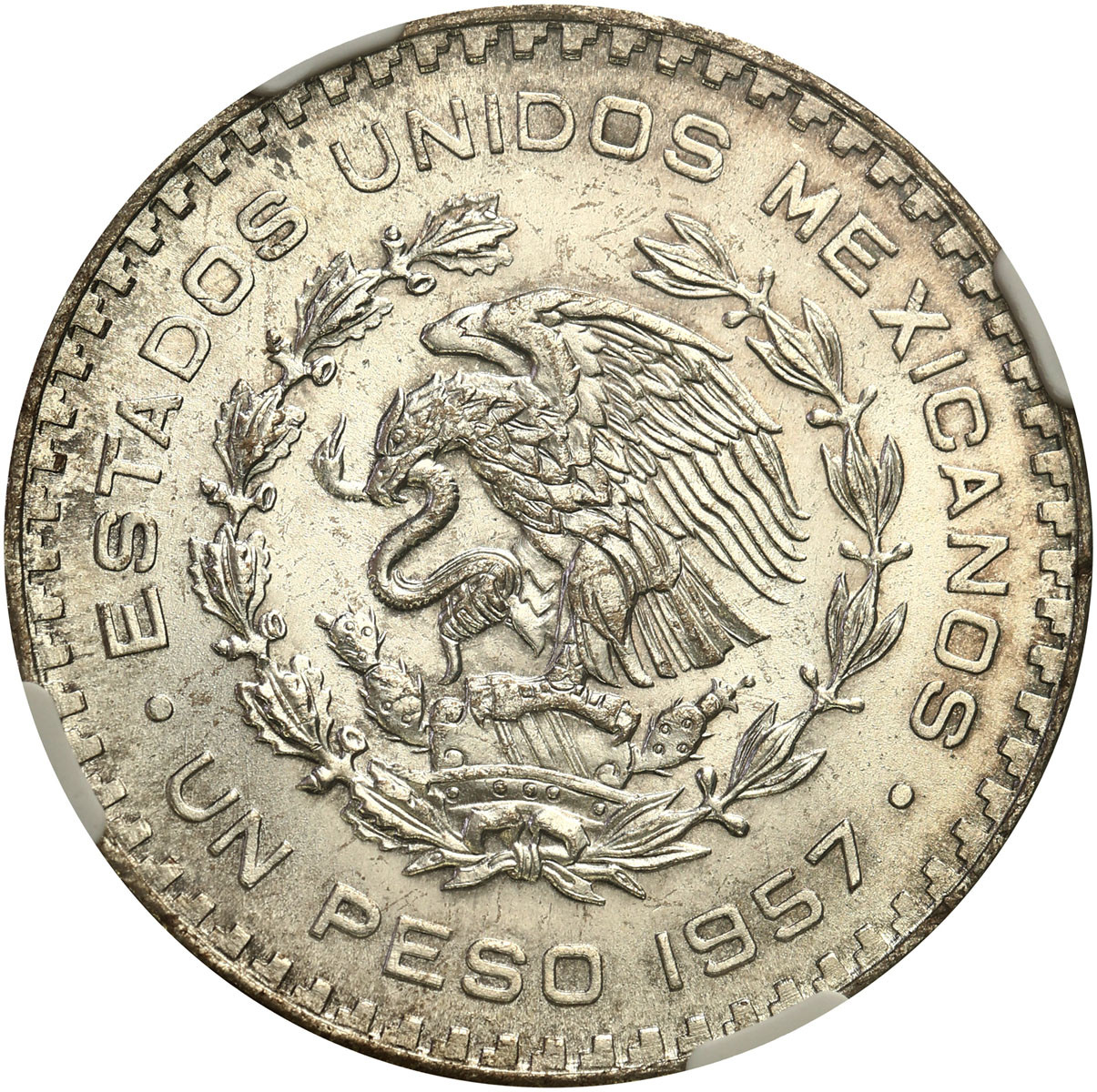 Meksyk. Pesos 1957 Mo, Mexico City NGC MS64